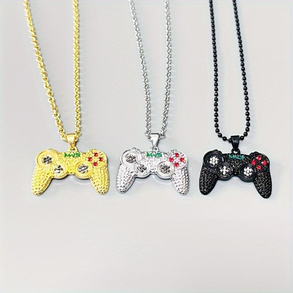 3-Piece Game Controller Necklace Set - Hip-hop Style Gaming Jewelry for Boys, a Creative Holiday Gift.