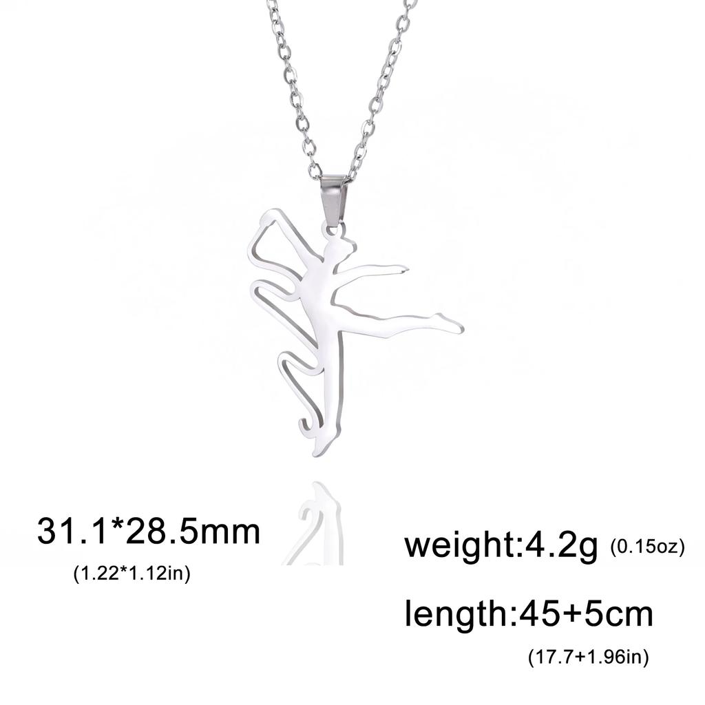 Teamer Gymnastics Design Necklace for Women Girls Fashion Sports Pendant Stainless Steel Jewelry Dancer Gymnast Birthday Gifts
