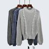 Export Single Autumn Crew Neck Knitting Sweater Silver Thread Stitching Silm Long Sleeves Fashion Style Pullover Bottoming Shirt Women's Clothing