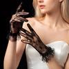 Women Lace Gloves Bridal Gloves with Bow Sheer Tea Party Wrist Gloves for Wedding Prom Cocktail Party
