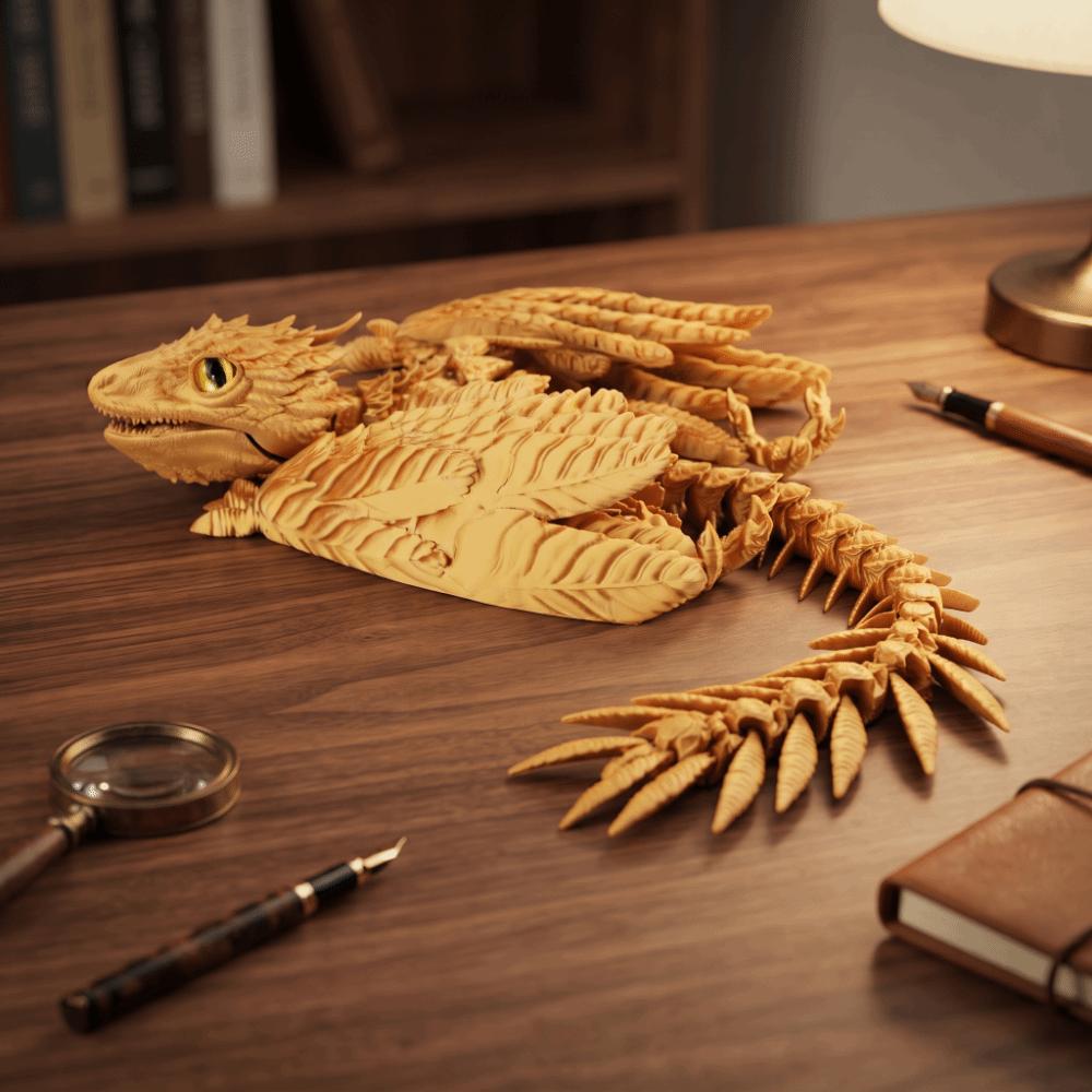 3D Printed 3D Printed Dragon Figurine Creative Design Bird Wings Flying Dragon Figurine Flying Shape Decorative Style