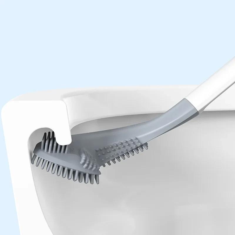 Golf-Langstiel-Toilettenbürste, Silikon-Toilettenbürsten für Badezimmer, Toilettenreinigungsbürste, Biegsamer Silikonbürstenkopf