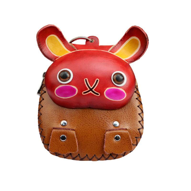 Cowhide Creative Bunny Change Bag, Car Key Bag, Zodiac Small Backpack, Shoulder Messenger Bag, Small Gift.