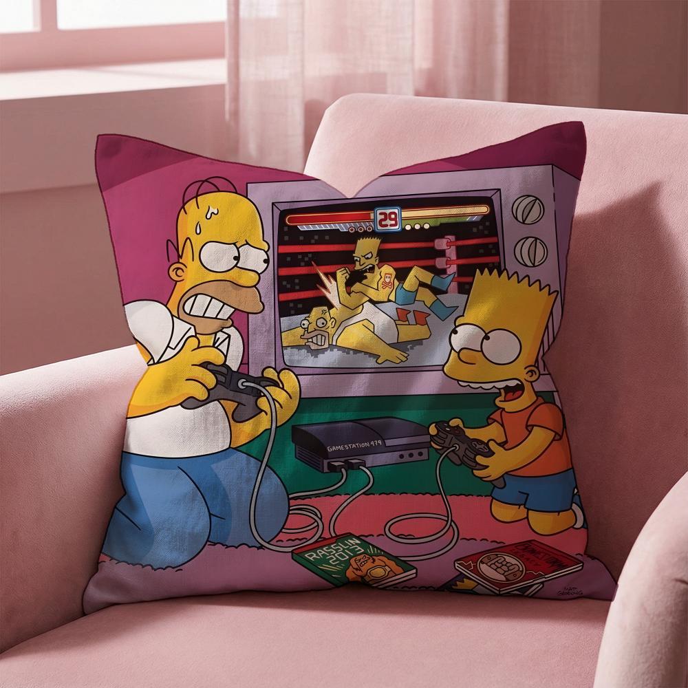 T-The Simpsons CARTOON Cushion Cover Multi-Scene Pillow Cover for Home & Car - Reversible, Soft & Durable for Daily Use