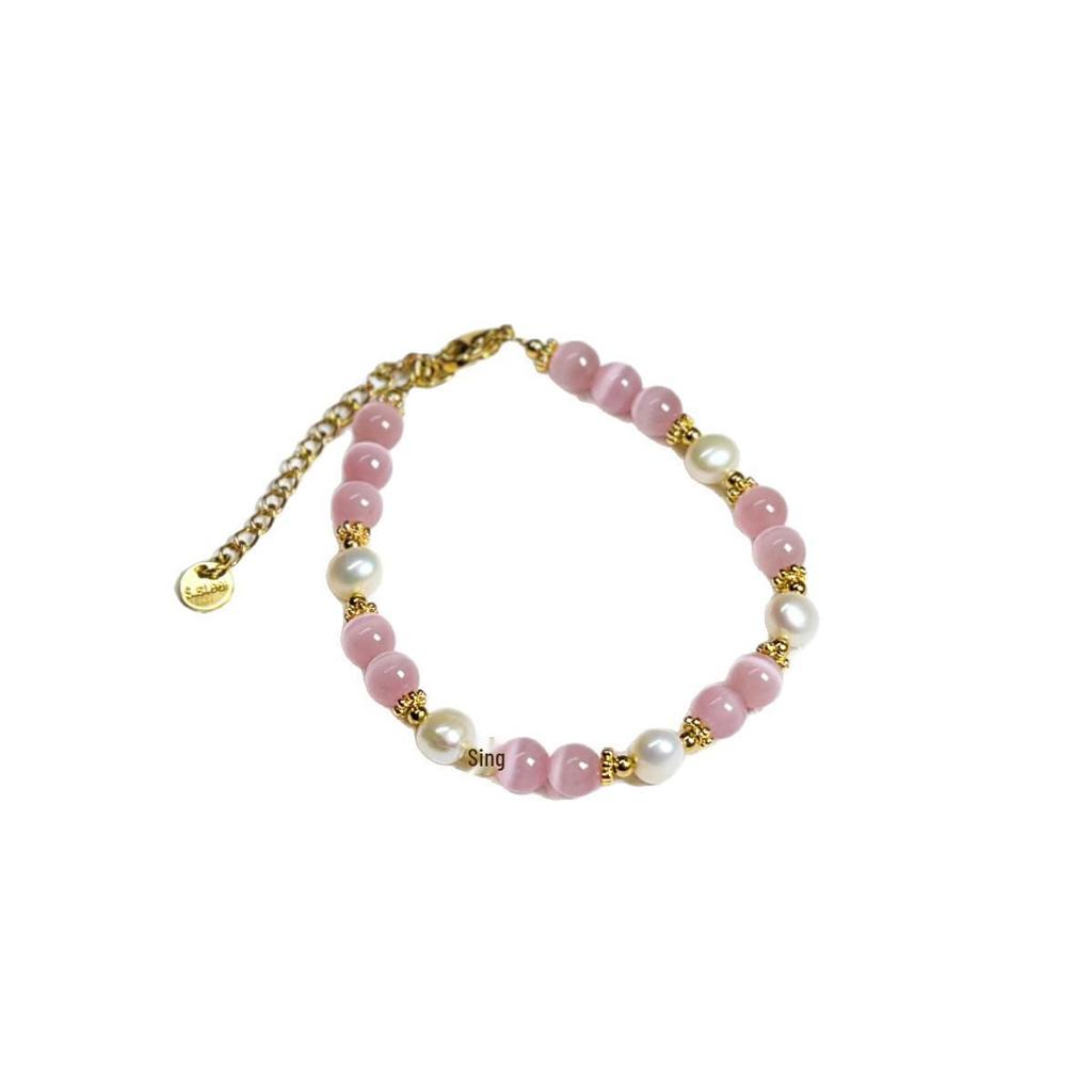 Fairy Cat's Eye Freshwater Pearl Women's Bracelet: Niche Design, Exquisite Gift for Students & Best Friends.