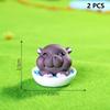 2Pcs Desktop Decoration  Simulated Pigmy Hippopotamus Eye-Catching Action Figure Trendy Ornament Cute Figurine