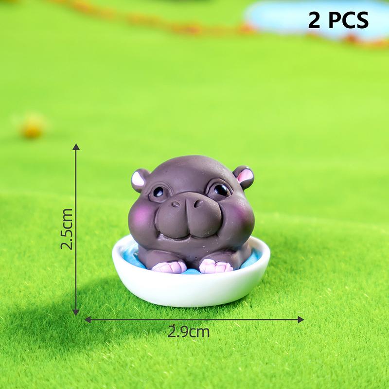 2Pcs Desktop Decoration  Simulated Pigmy Hippopotamus Eye-Catching Action Figure Trendy Ornament Cute Figurine