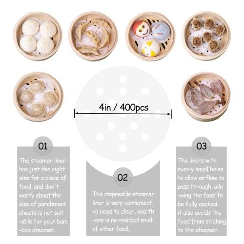 Bamboo Steamer Liners, 400 Sets, 4 Inch