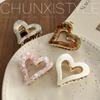High-End Women's Heart-Shaped Hair Claw - Small Elegant Half-Up Clip for High Ponytails, 2024 Fashion Accessory