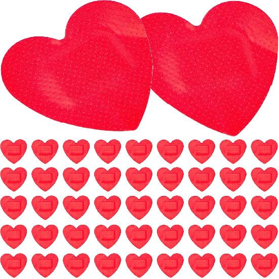 Toddmomy 50pcs Heart Shaped Heart-Shaped Bandages Adhesive Red Plaster Care Child
