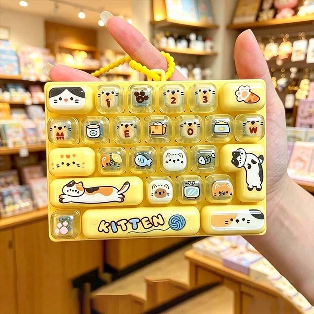 26 Keys Layout Mechanical Keycap Clicker Cute Cartoon Backpack Key Chain Pendant Students