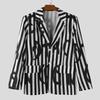 INCERUN Oversized Spring Men Lapel Neck Long Sleeve Striped Button Thin Blazer Coats