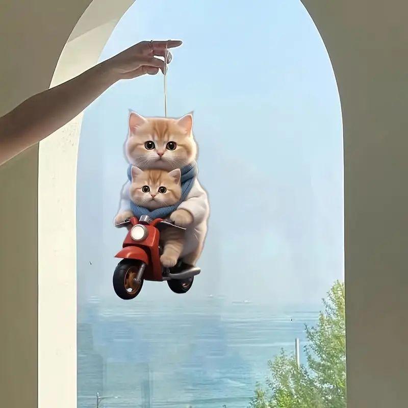 Cat Playful Cartoon Acrylic Car Hanging Accessory For Stylish Dcor Vehicle