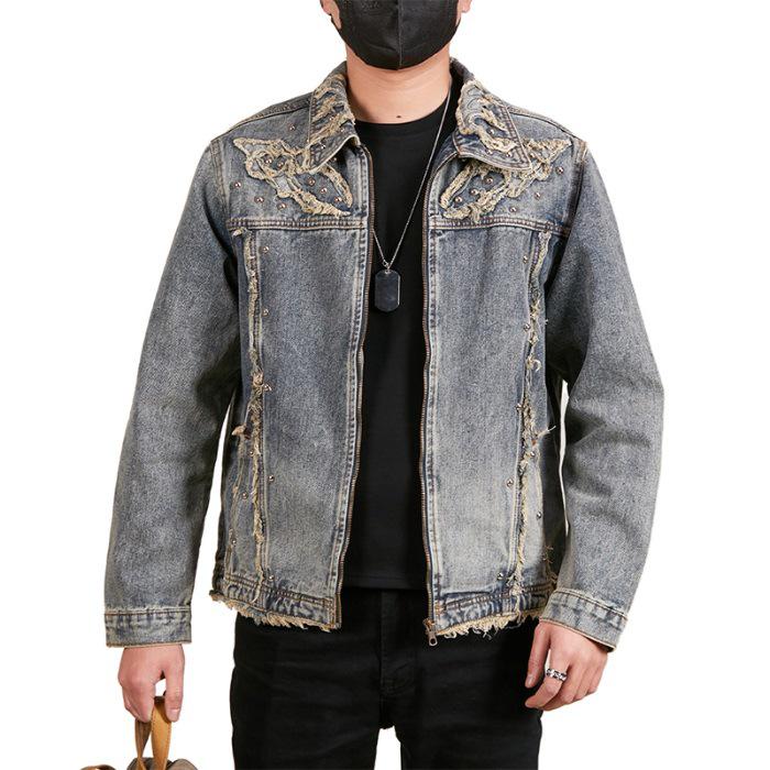 Xintang Men's Plus Size Casual Retro Denim Zipper Jacket - Spring Collection