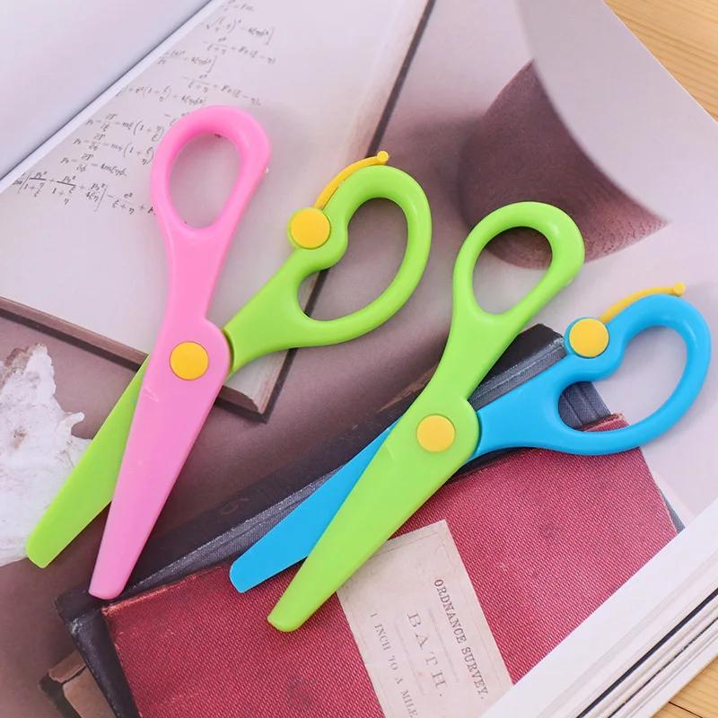 1pcs Children's Paper-cut Anti-pinch Hand Safety Scissors All Plastic Straight Edge Scissors Kindergarten Diy Handmade Scissors