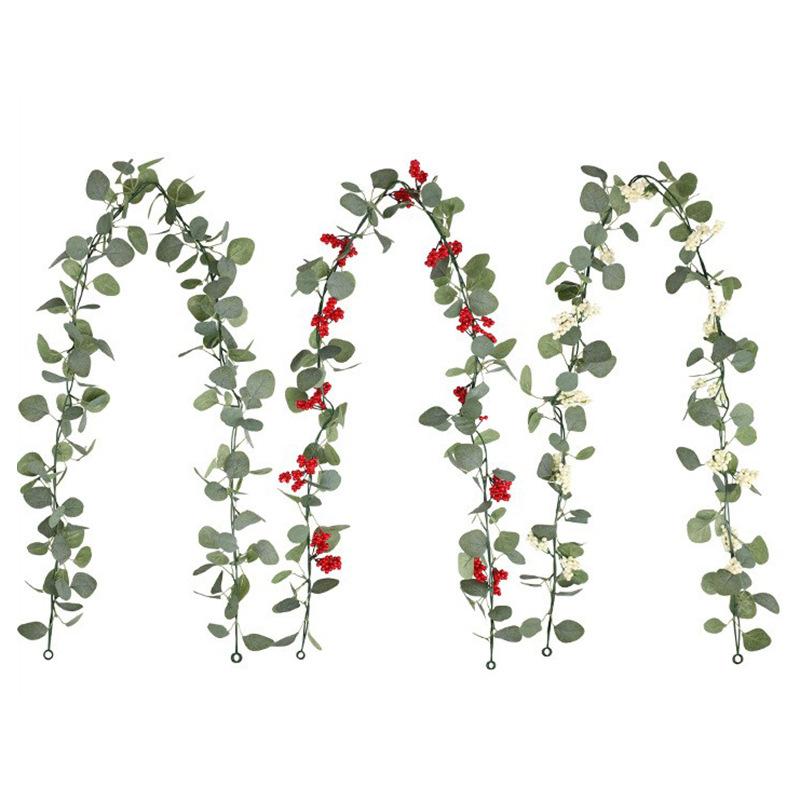 Artificial Red Fruit Rattan False Flower Wall Hanging Simulation Green Plant Christmas Home Decoration Shooting Props