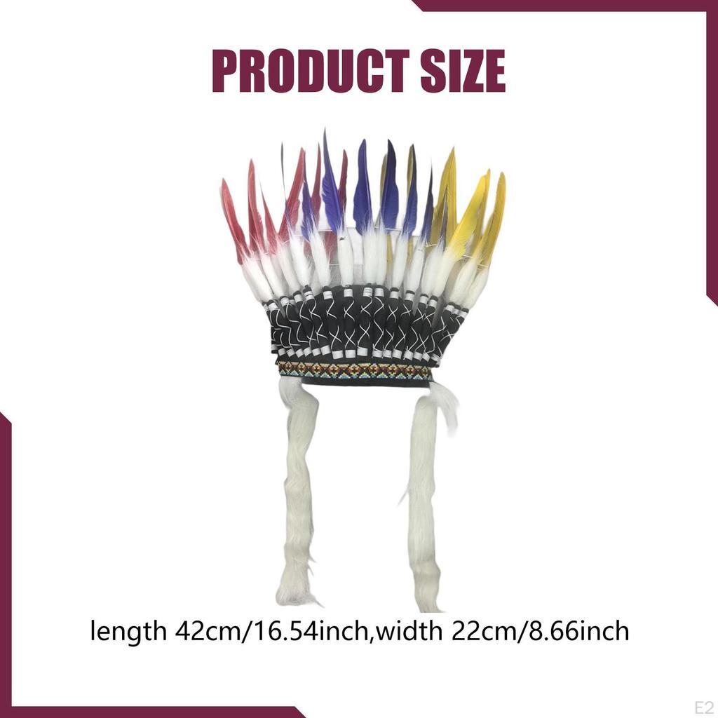 Indian Feather Headdress, American Chief Hat for Show, Halloween