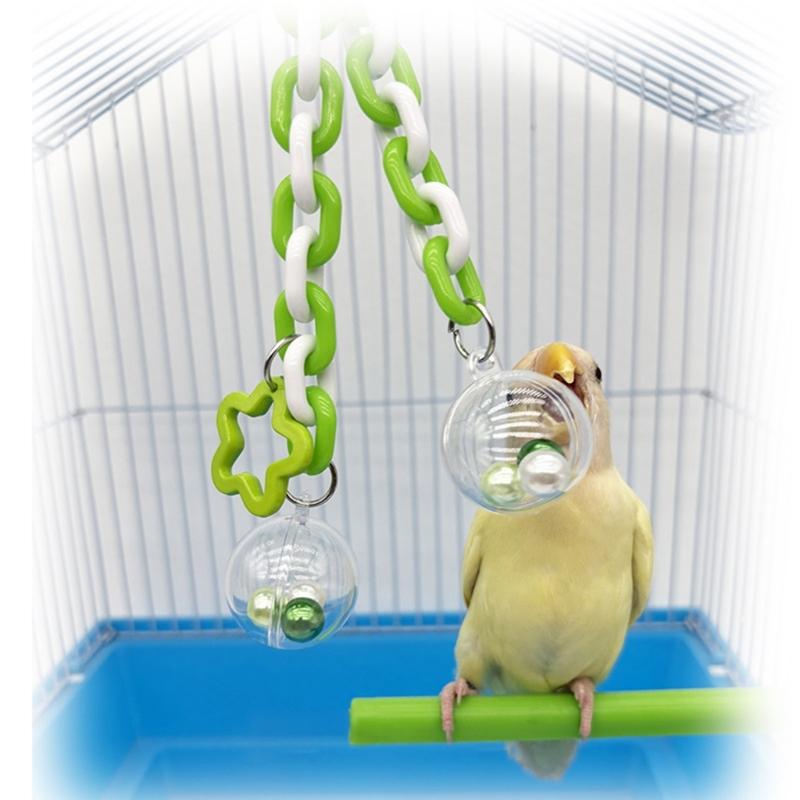 Interactive Bird Toy Transparent Chewing Ball Exercise Toy With Bright Color Beads For Small Pet Parrots Entertainment