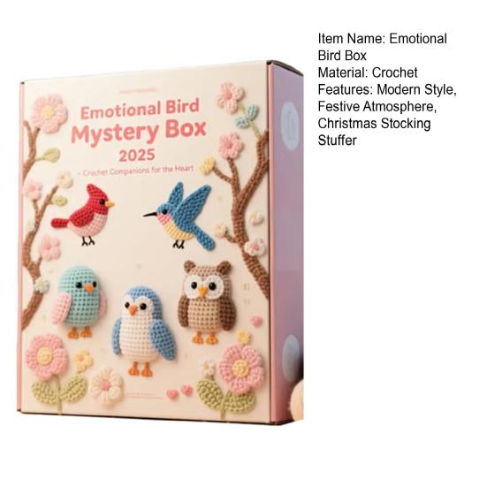 Emotional Bird Box 2025 DIY Crochet Kit 24 Bird Crochet Box Handmade Support Birds Kits with Yarn Hooks Instructions Countdown Calendar Decoration