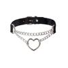 Black Punk Heart Leather Choker, Harajuku Dark Heart Clavicle Neck Band