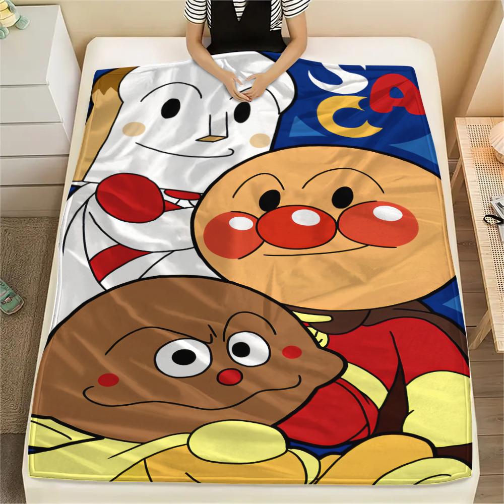 Anpanman Family pattern Flannel Blanket, High quality Comfortable for All Seasons, Home Decor, Warmth and Comfort, Perfect for Gifts.