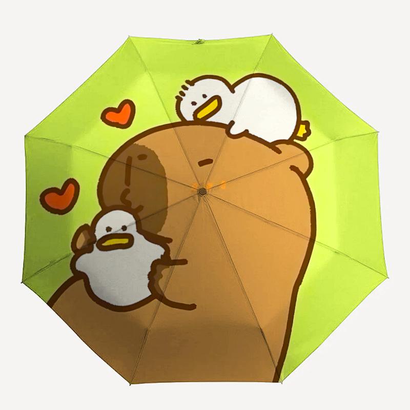 

1pc Capybara Automatic Folding Umbrella, Lightweight Retractable Compact Travel Umbrella, 8-Rib Sturdy Frame058