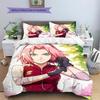 Anime Naruto Wzór Haruno Sakura Pościel Dekoracja Domu Prezent Urodzinowy (1 * poszwa na kołdrę + 2 * poszewki na poduszki, bez rdzenia)