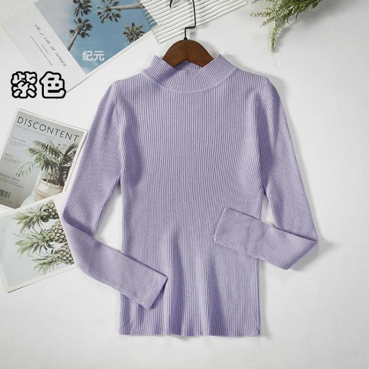 Women's Minimalist Turtleneck Pullover Sweater Warm Knitted Solid Color Basic Tops for Autumn Winter