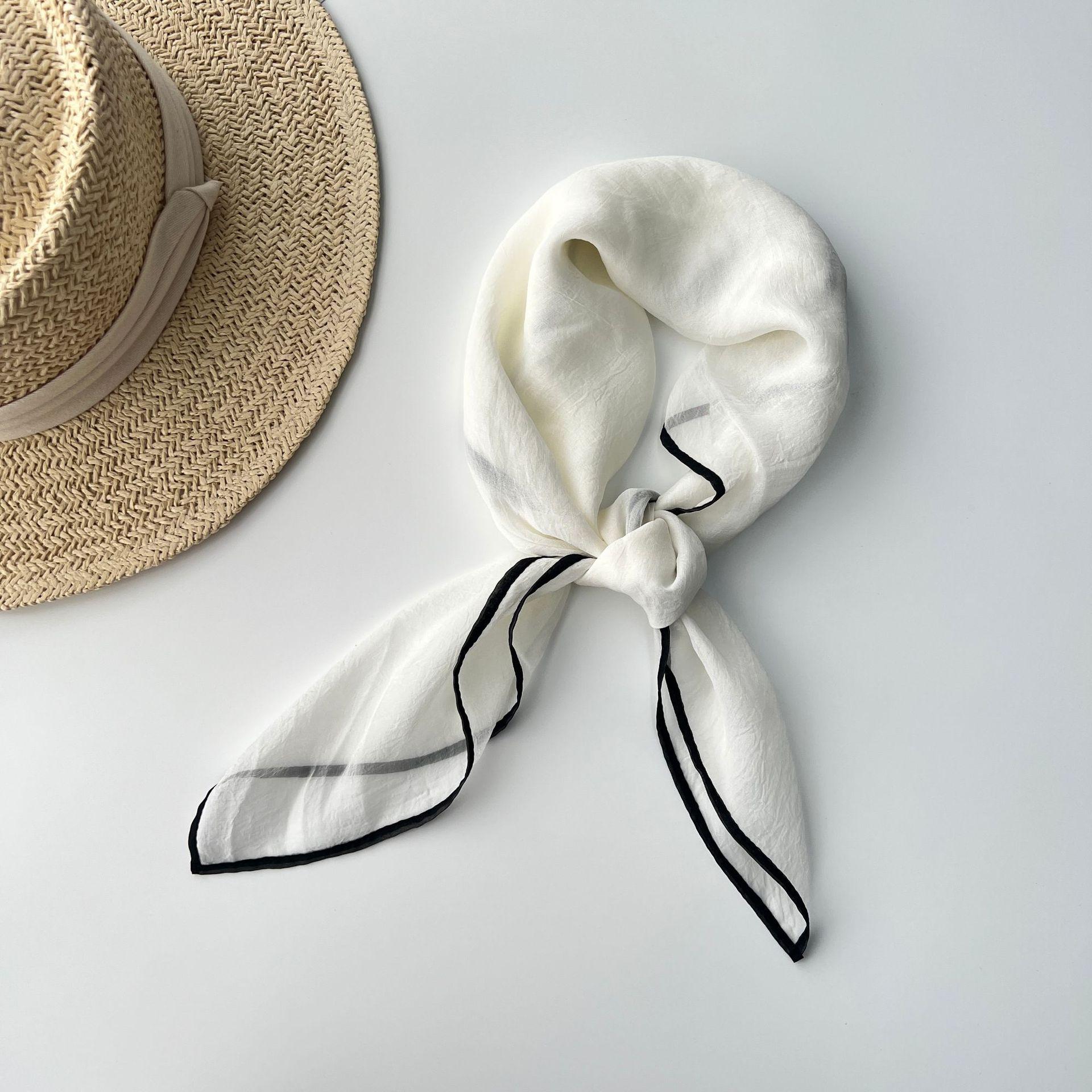 

Однотонный носовой платок, хлопковые шейные шарфы для женщин, маленькие шали и накидки, бандана, платки на голову 70cm белый