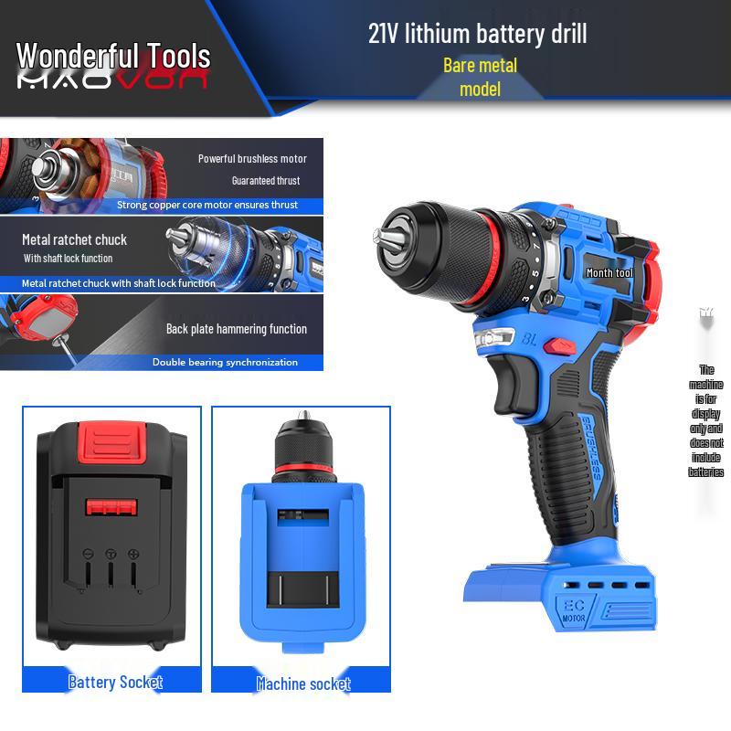 Compact Rechargeable Brushless Motor Drill: Multi-Function Impact Tool for Home Use