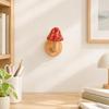 Wooden Mushroom Hook with Backplate Nature-Themed Crackle-Finish Wall