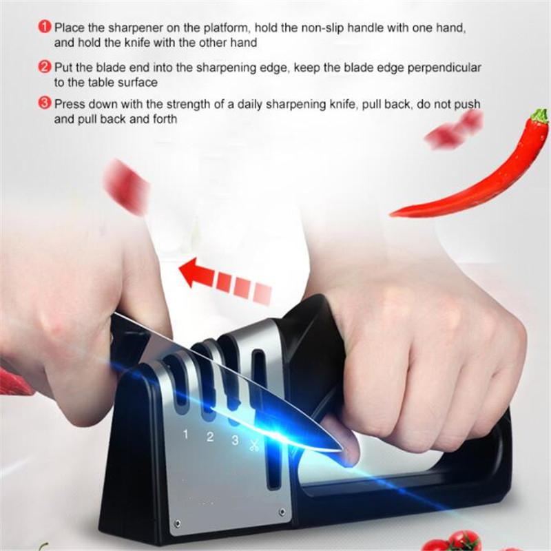 Ascuțitor de cuțite nou 4 în 1 diamant din piatră ceramică Ascuțitor de cuțite de bucătar profesionist Foarfece de ascuțit Accesorii pentru cuțite de bucătărie