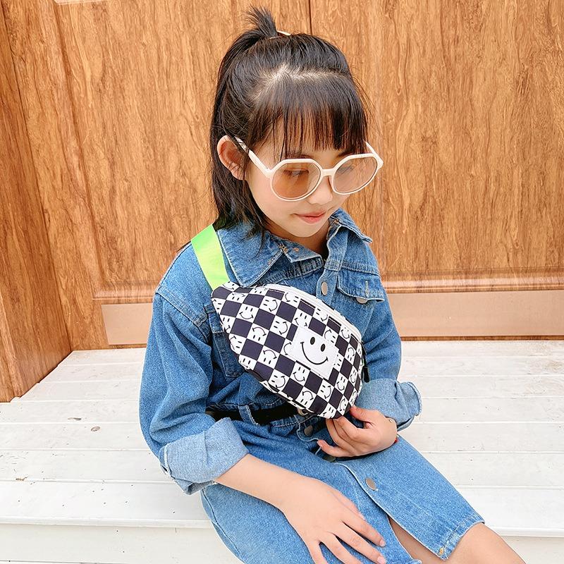 Children's Fanny Pack New Women's Bag Fashionable and Sweet Shoulder Messenger Bag Plaid