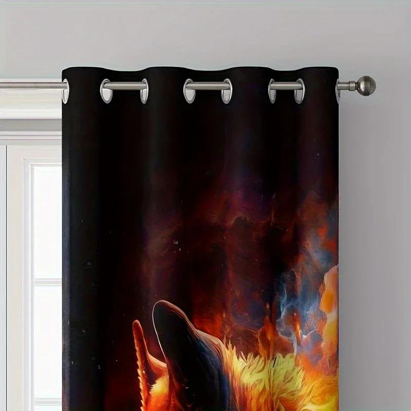 2 pieces of Ice and Fire Wolf fashion printed curtains   bedroom and living room   home decoration   room decoration