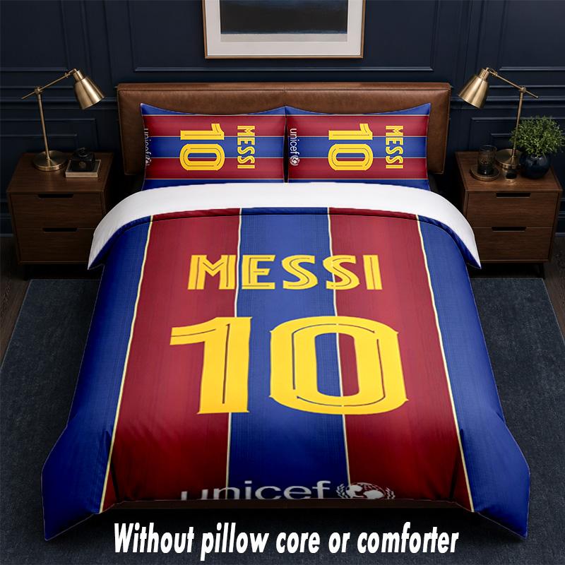 Set Biancheria da Letto Design Lionel Messi 1 Copripiumino + 2 Federe Morbido Traspirante Biancheria da Letto per la Casa