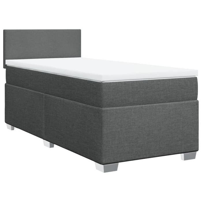 Maison Exclusive - Sommier à lattes de lit avec matelas Gris foncé 80x200 cm Tissu