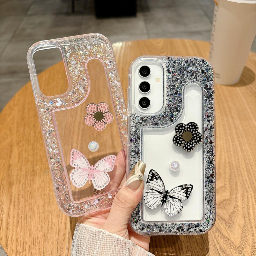 Applicable To Apple 16Promax Butterfly Glitter Mobile Phone Case iPhone12 XSAMX Epoxy Protective Case 14