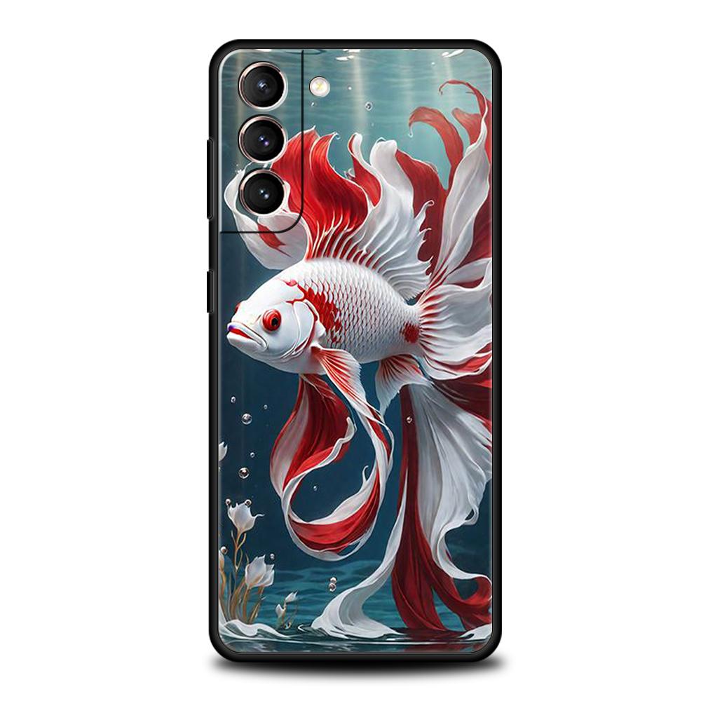 Cartoon Fish Case for Samsung Galaxy S24 S23 S22 S20 S21 FE Ultra S10 S10E S9 S8 Plus 5G Silicone Shockproof Phone Cover Capas