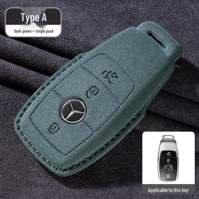 Mercedes-Benz E300L/GLC260/E260L Key Cover with Full Suede and Buckle - Men's Interior Decoration