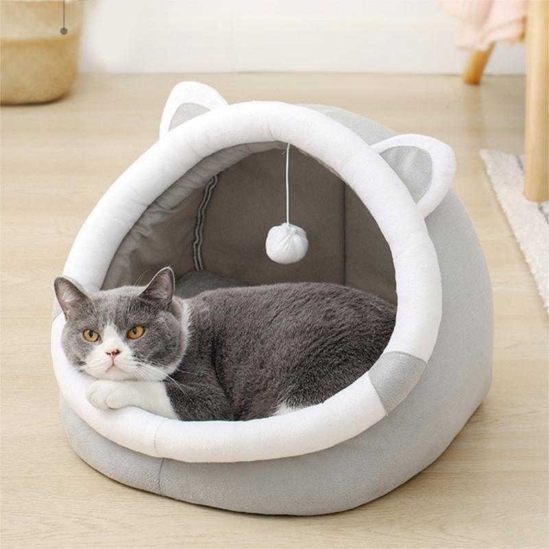 Plush Cat Bed Kitten Sleeping Bed Small Dog Nest Pet Winter Sleeping Cushion Anti-Scratching Bedding Pet Cat Supplies
