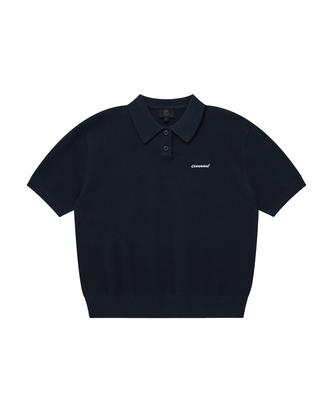 COVERNAT WOMAN Collared Half Knit Navy