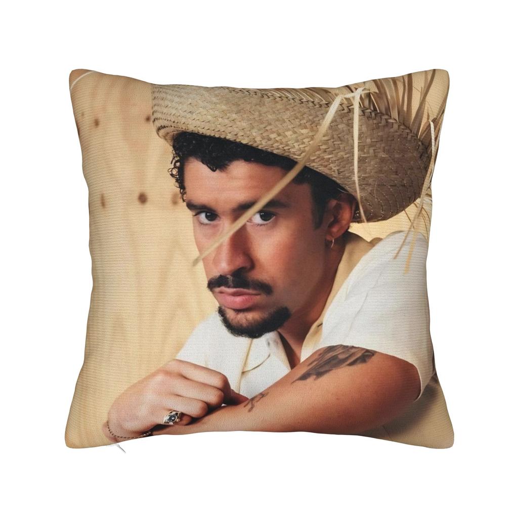 Singer Bad Bunny Pillowcase Doublesided Printing Polyester Cushion Cover Decorative Throw Pillow Case Cover Home