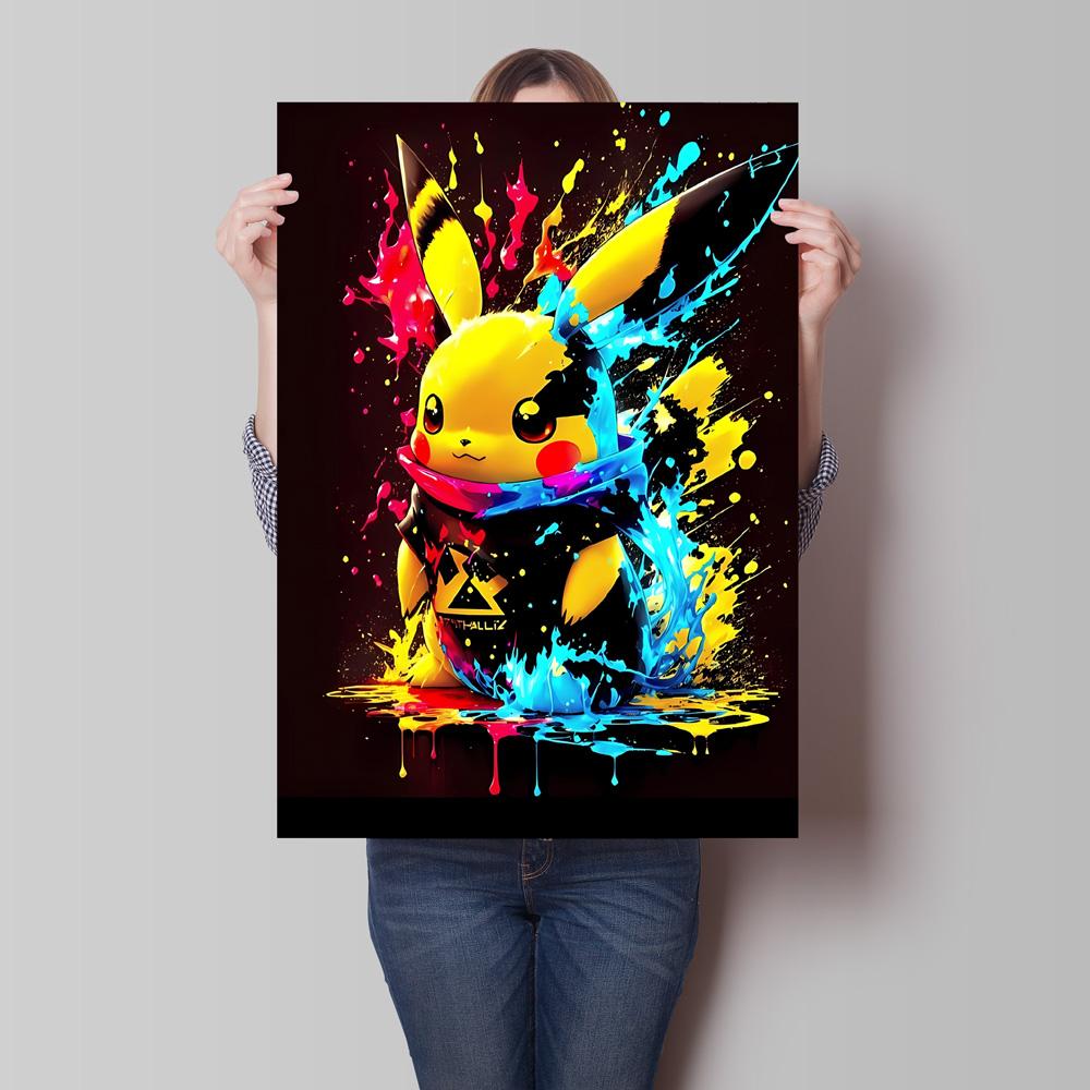 Japanese Anime Canvas Paintings  Pikachu Poster Cartoon Character Picture Bright and Clear Colors High Quality Home Decor