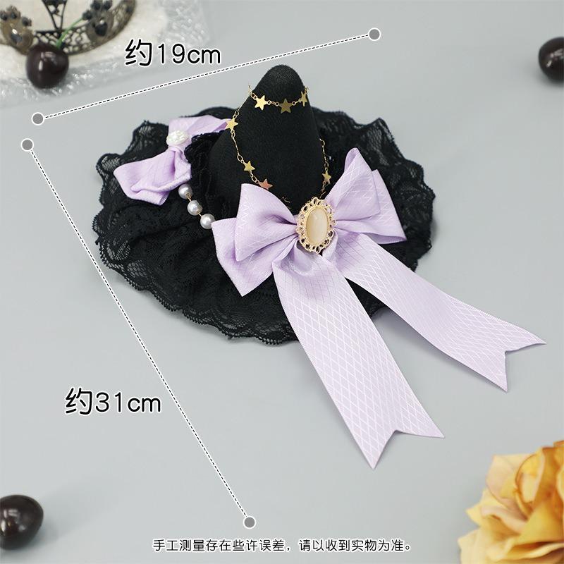 Gothic Magic Girl Hairpin Olita Hair Accessories Halloween Comics Hairpin Lace Bow Headgear Witch Hat