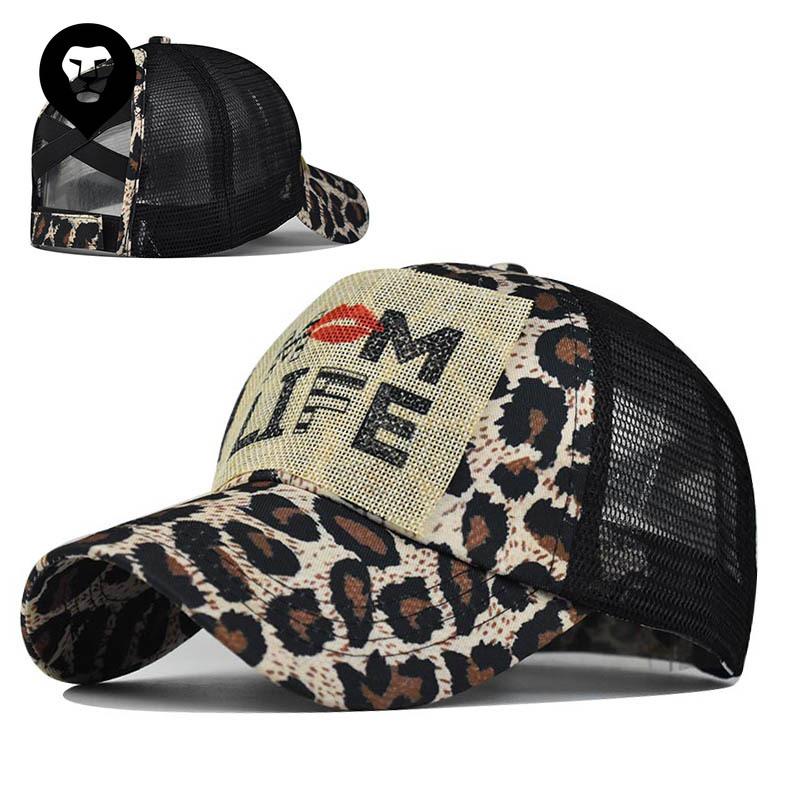 

Мама с леопардовым принтом, крестик, конский хвост, женская шляпа, конский хвост, солнцезащитный козырек, бейсболка с конским хвостом Adjustable