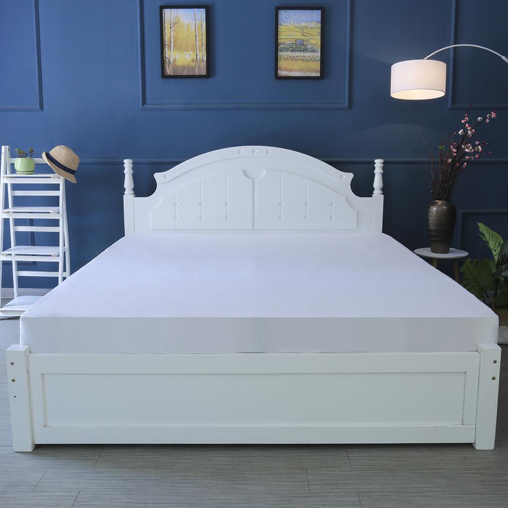 Waterproof Sheet Mattress Pad Cover Solid Color Washable Polyester Mattress Sheet