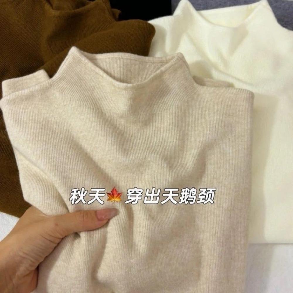 **Soft Knit Long Sleeve Base Layer Women Winter Sweater Korean Style Minimalist Layering Top**