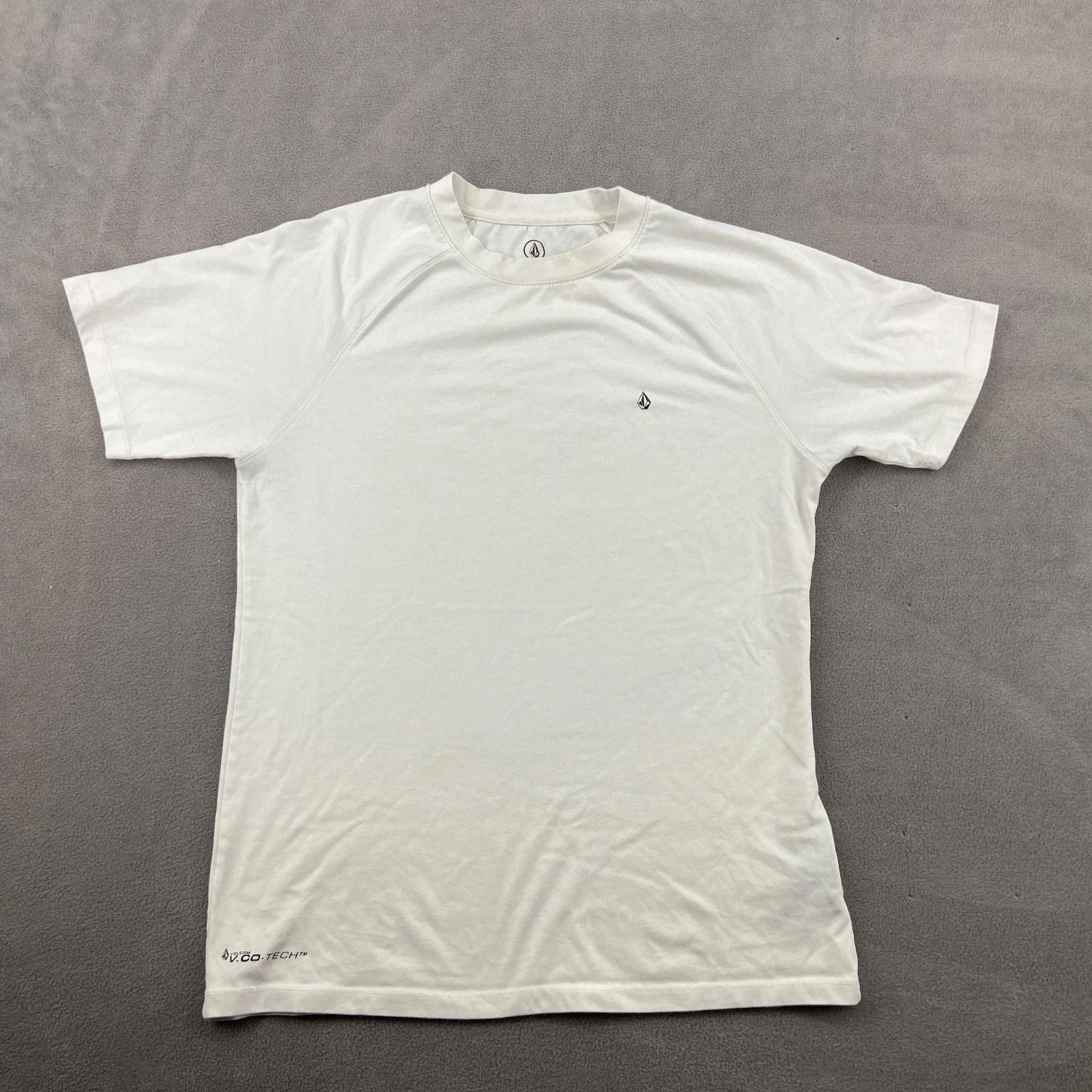 Volcom Tech T Shirt Men Medium White Cotton Sweat Wicking Raglan Sleeve Athletic 4XL
