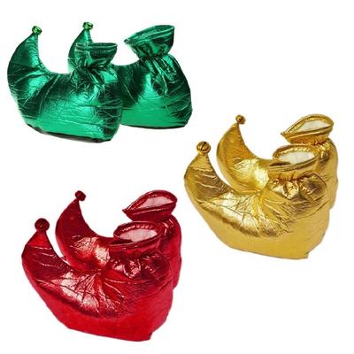 Zapatos de Payaso para Adultos Color Metálico Cubrezapatos de Elfo Cómodos de Llevar Accesorios de Disfraz para Fiesta de Navidad para Mujeres Hombres