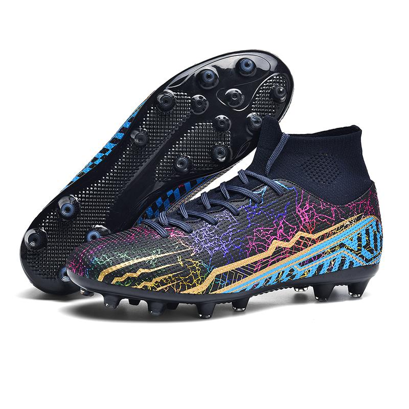 Men Football Boots Long Spikes High Ankle Soccer Shoes AG/TF Kids Outdoor Grass Cleats Soccer Boots Training Sport Football Shoes